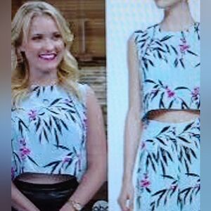 Cameo Leaf Print Bamboo Crop Top ASO Gabi Diamond by Elizabeth & James Sz S